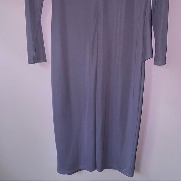 NEW Ralph Lauren Size 6 Dress Midi Lilac Purple Wrap Front 3/4 Sleeve High Neck - Picture 8 of 9